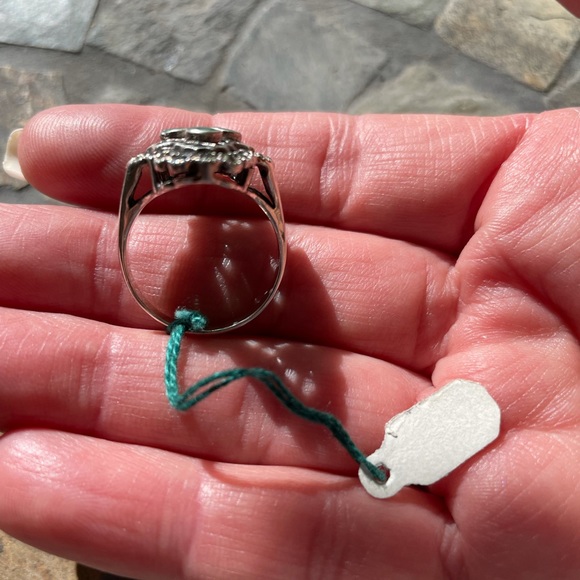 Emerald /Marcasite S925 sterling silver ring - Picture 6 of 11